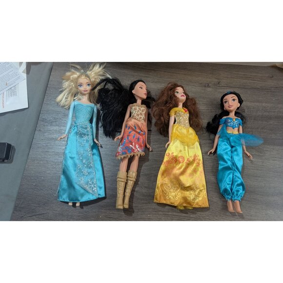 Disney Princess Dolls Lot By Mattel 11" Belle Jasmine Elsa & Moana Pre-Owned - Picture 5 of 9